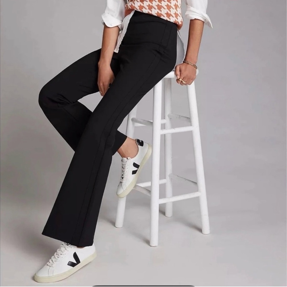 Anthropologie Maeve Ponte Black Flare Pants